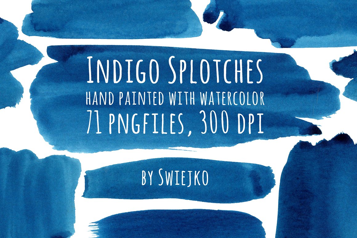 Watercolor Indigo Splotches