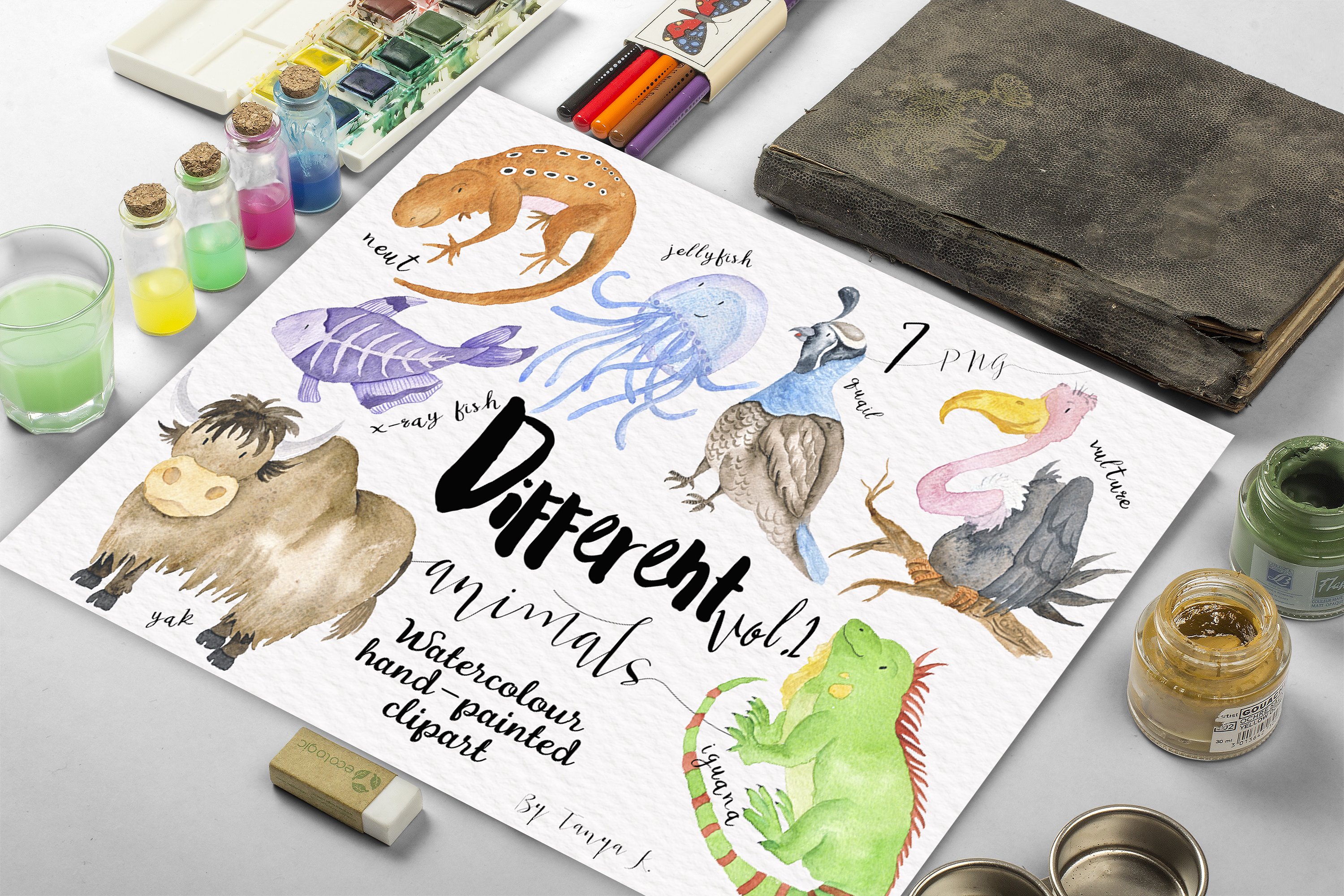 Different Watercolor Animals V