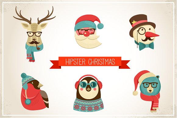 Vintage Hipster Christmas anim