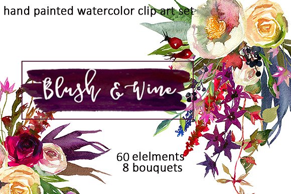 Burgundy White Watercolor Flow