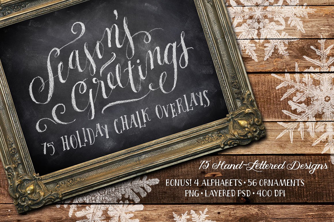 75 Holiday Chalk Overlays