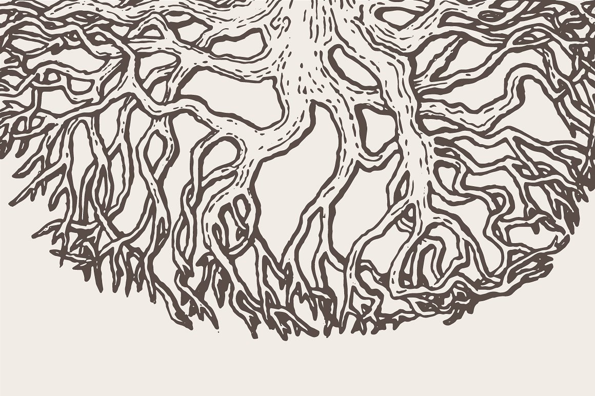 Illustration of an old oak tre