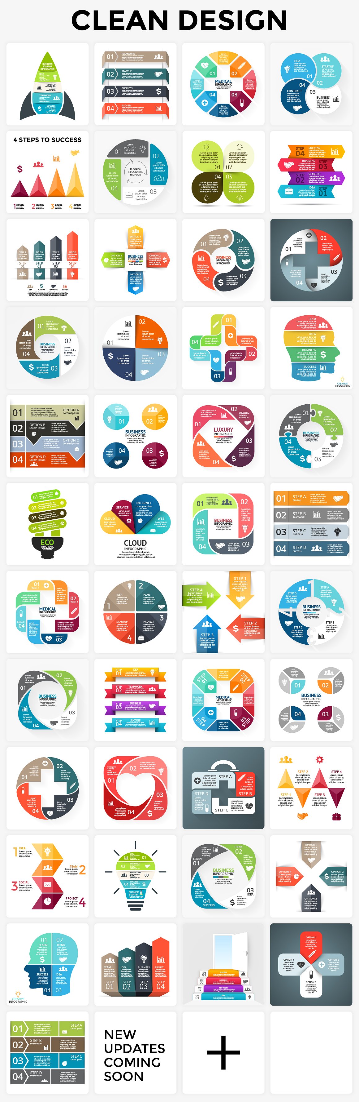 340 Infographics Bundle | PSD