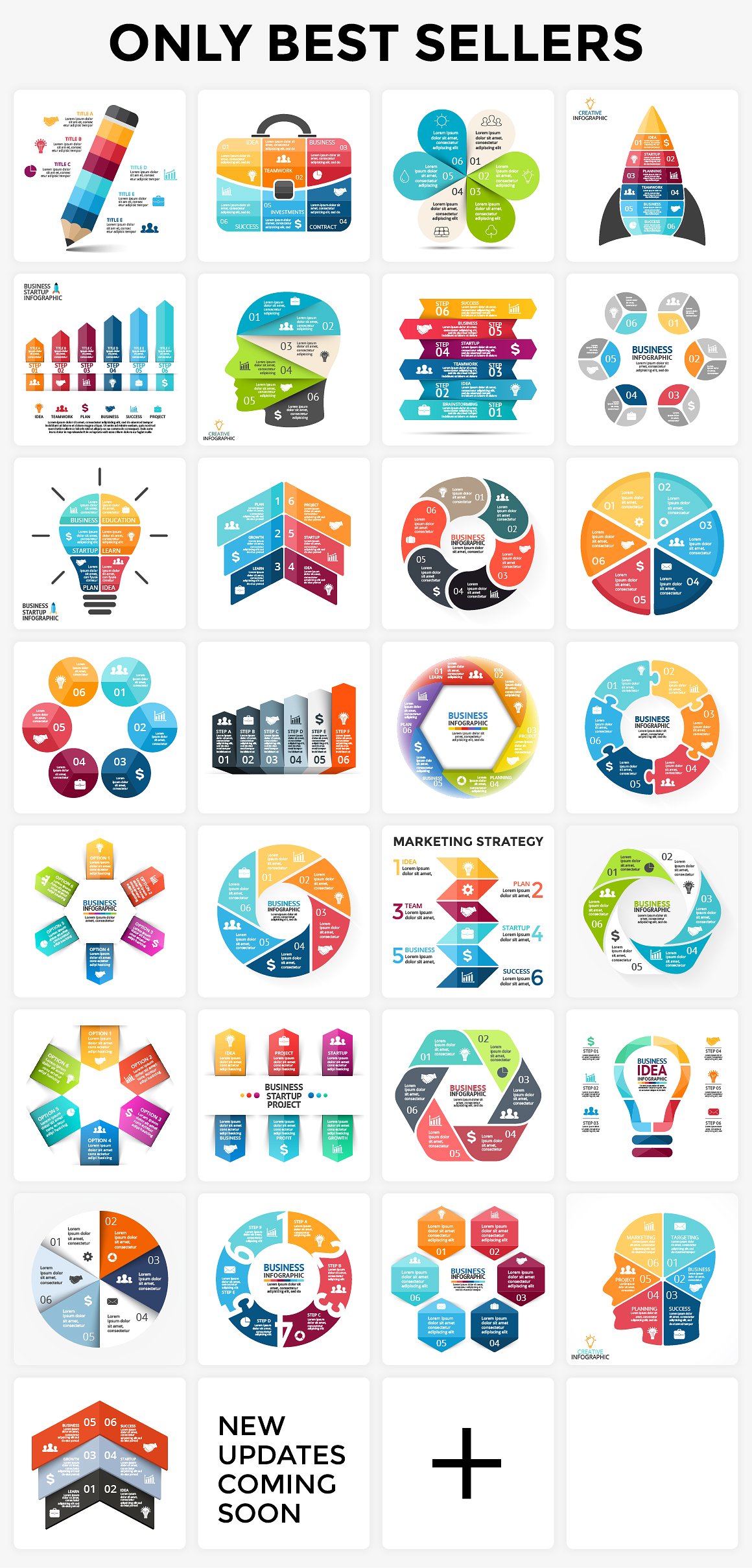 340 Infographics Bundle | PSD
