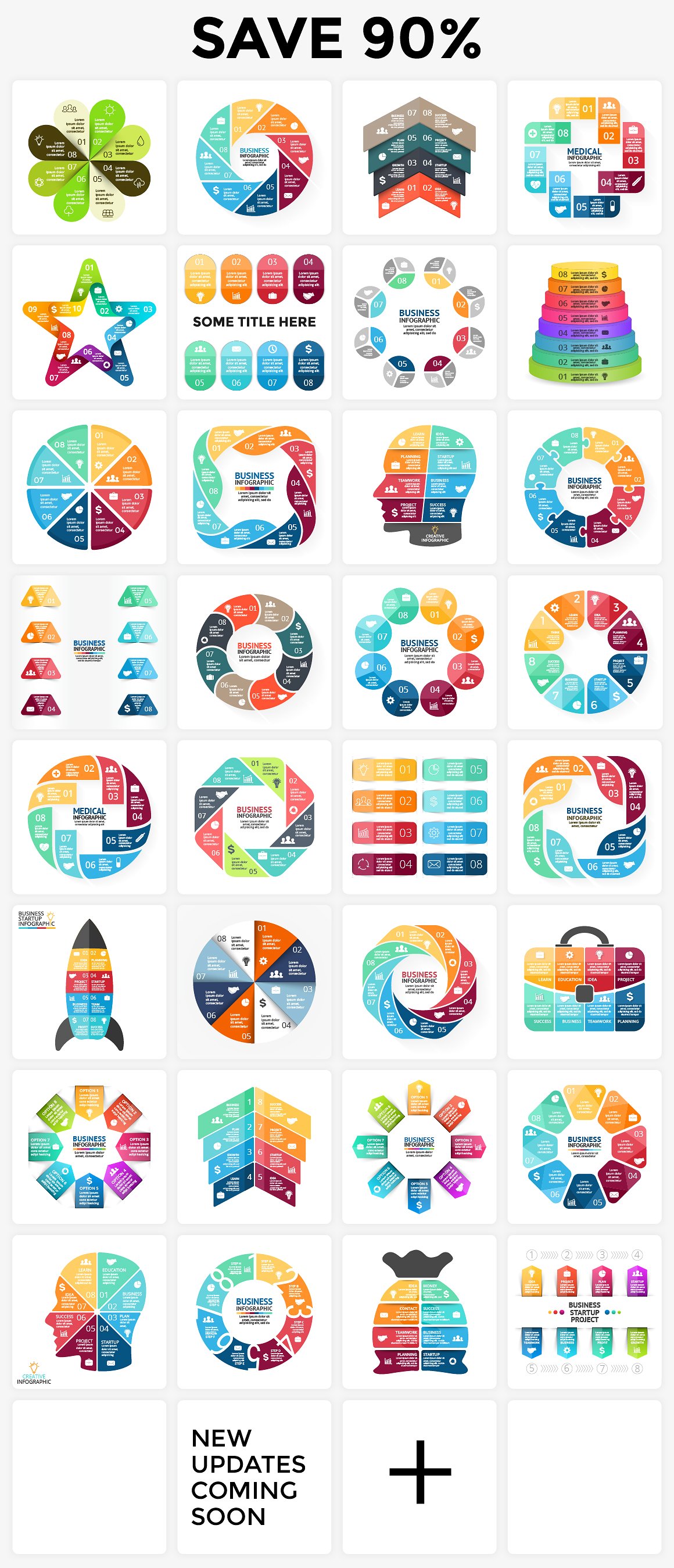 340 Infographics Bundle | PSD