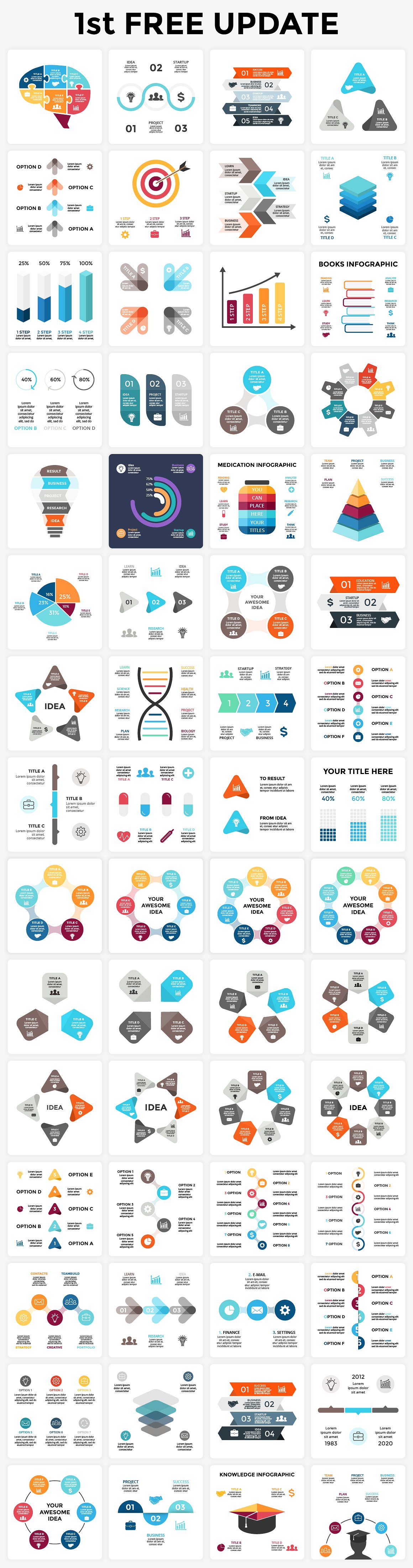 340 Infographics Bundle | PSD