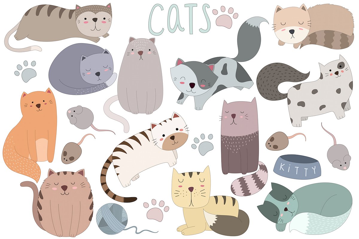 Cute Cats Vector -amp; PNG Des