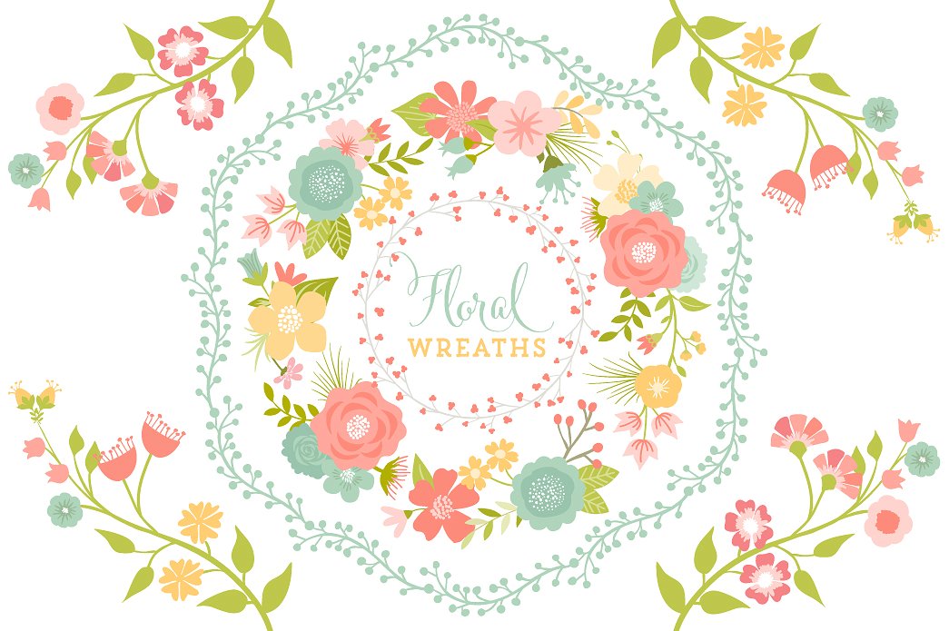 Modern Floral Vector Wreaths