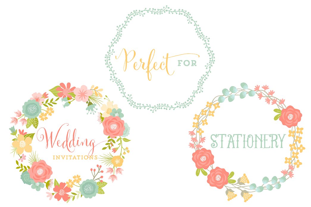 Modern Floral Vector Wreaths