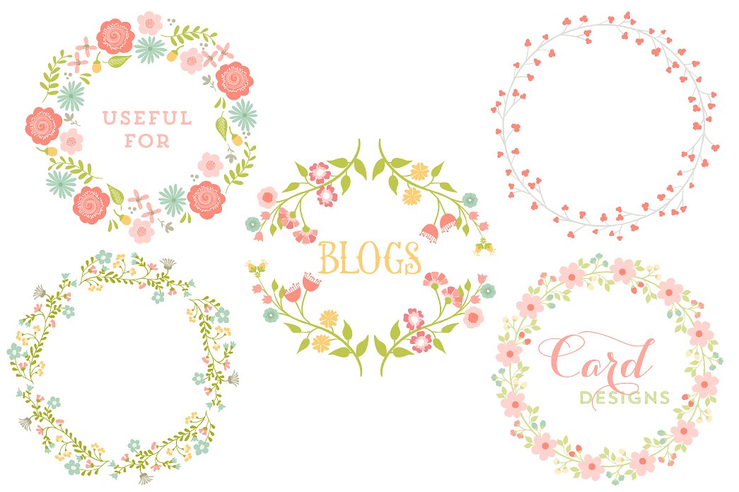 Modern Floral Vector Wreaths