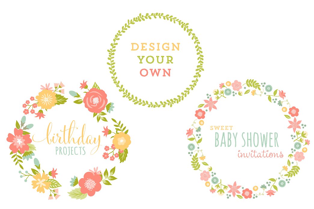 Modern Floral Vector Wreaths