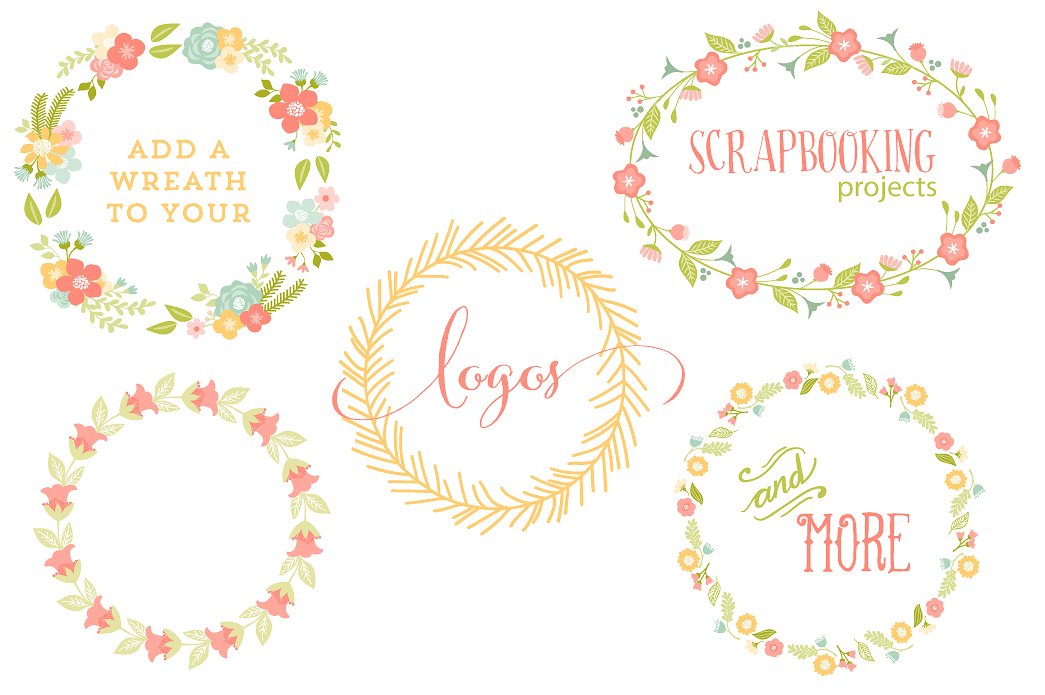 Modern Floral Vector Wreaths