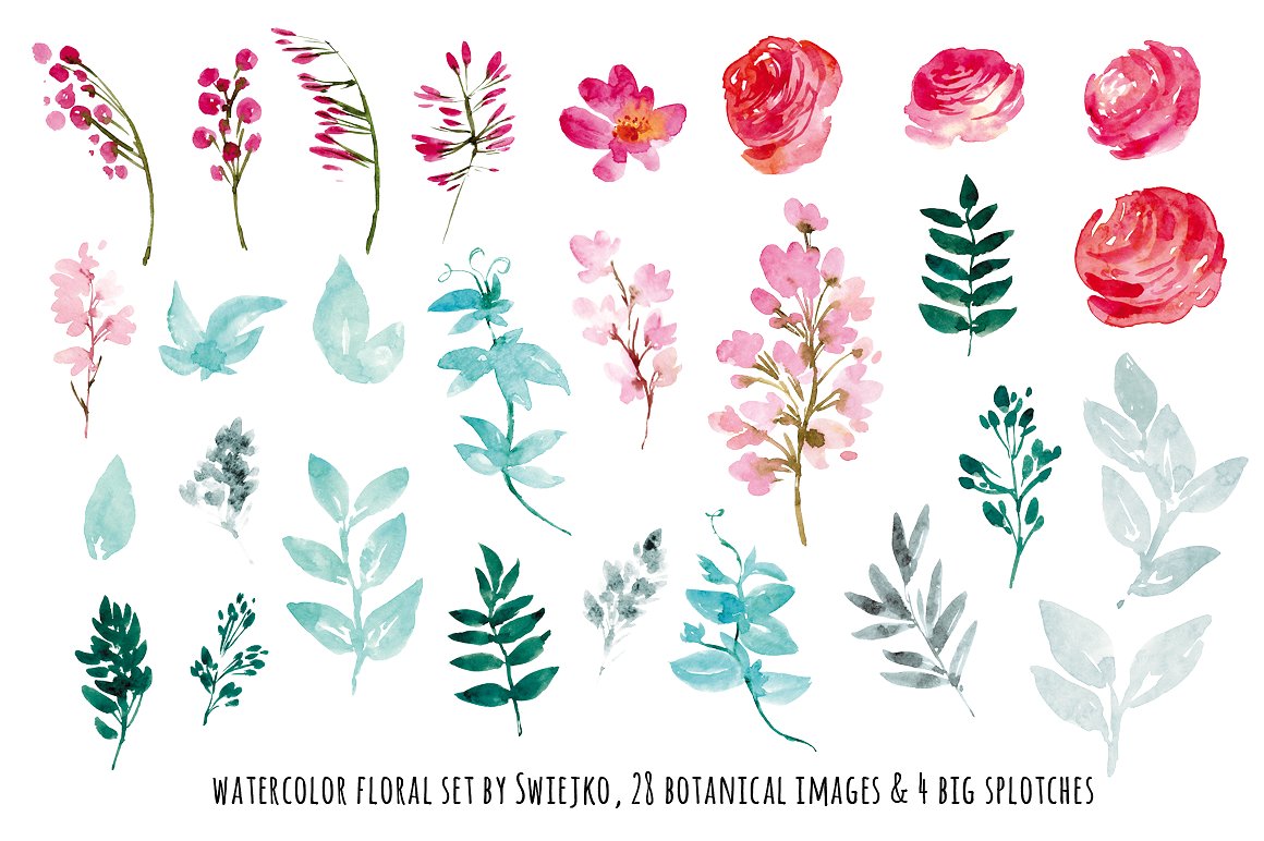 Watercolor flowers, corners
