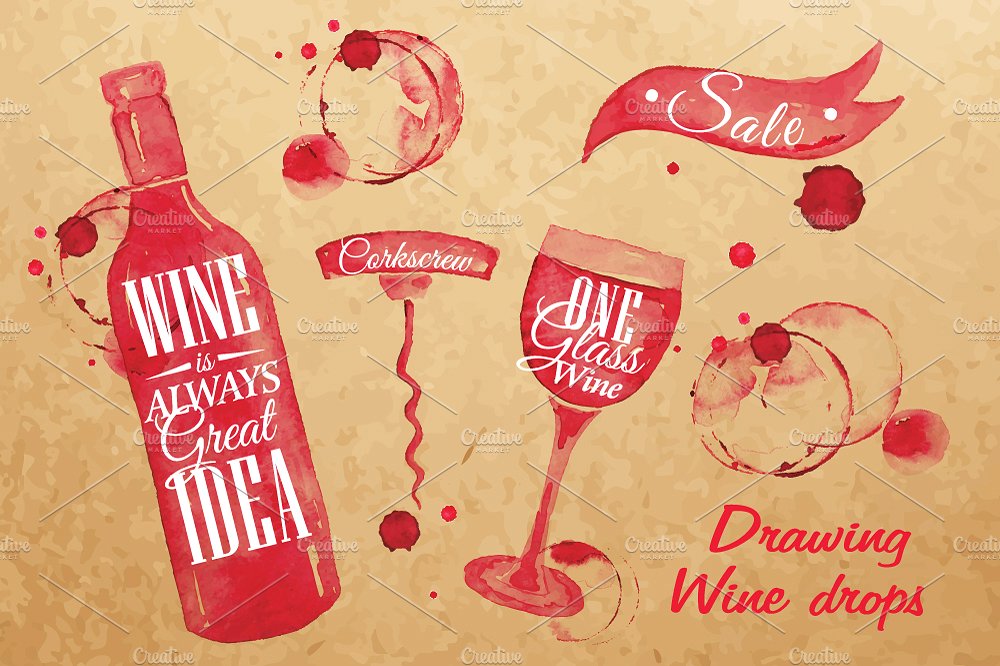 Drawing wine drops