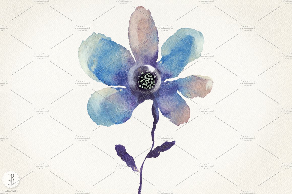 Aquarelle blue flowers