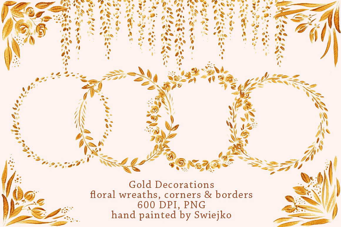 Gold Floral Frames clipart