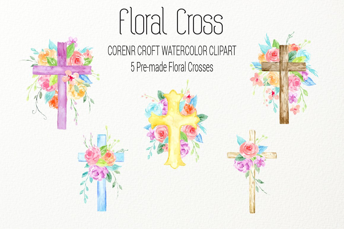 Watercolor clip Art Floral Cro