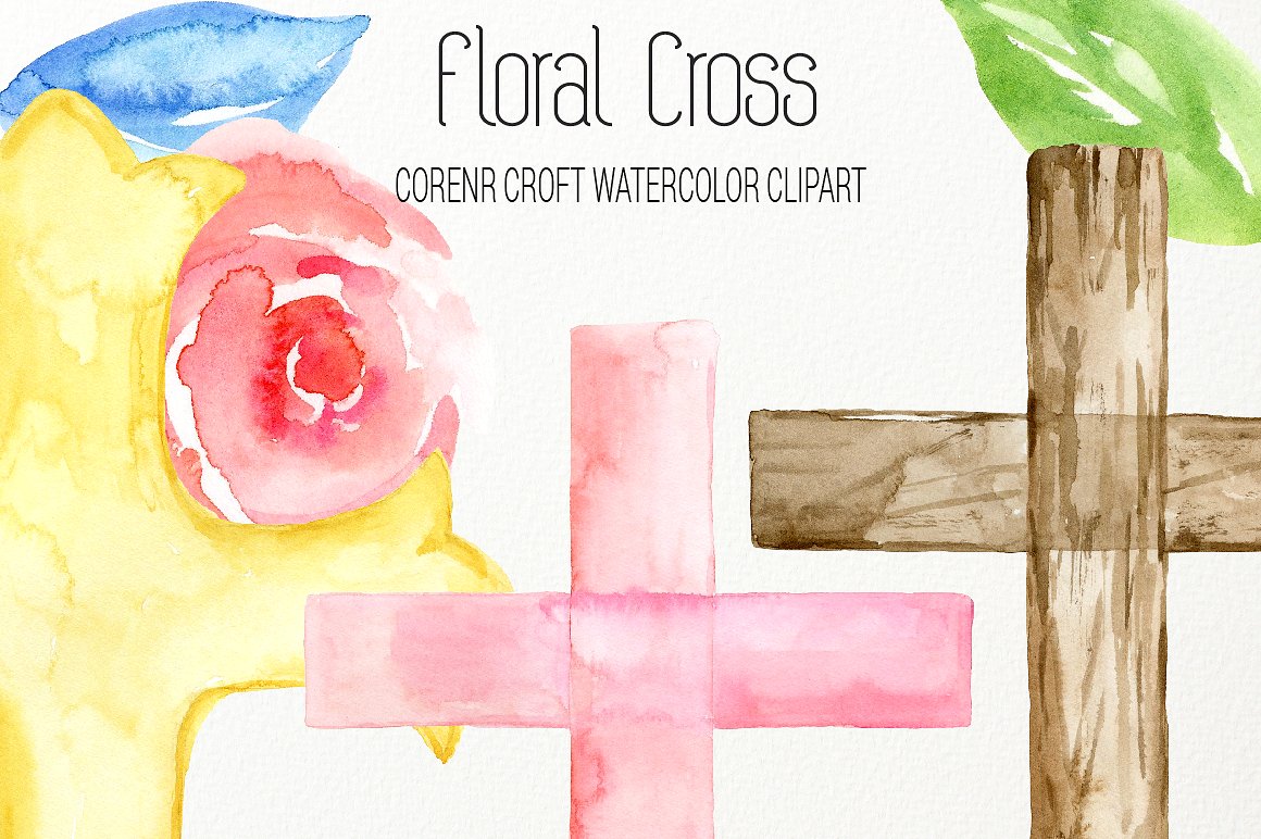 Watercolor clip Art Floral Cro