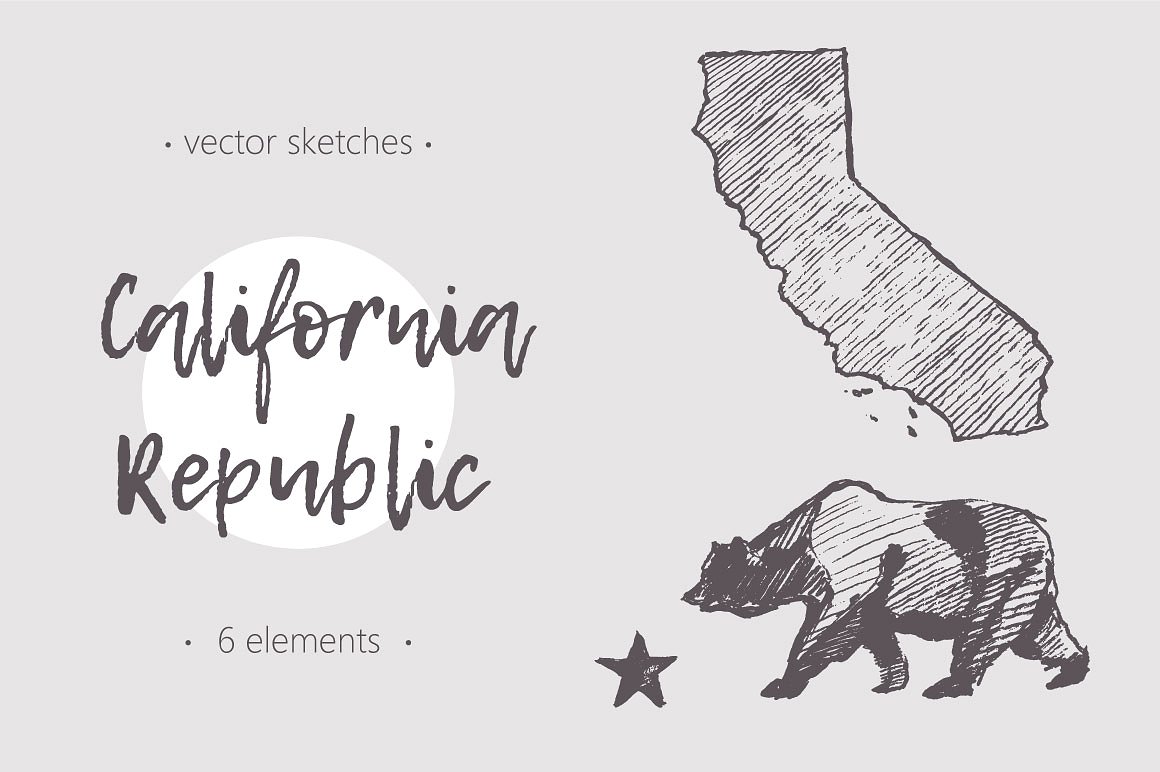 Set of California sketches