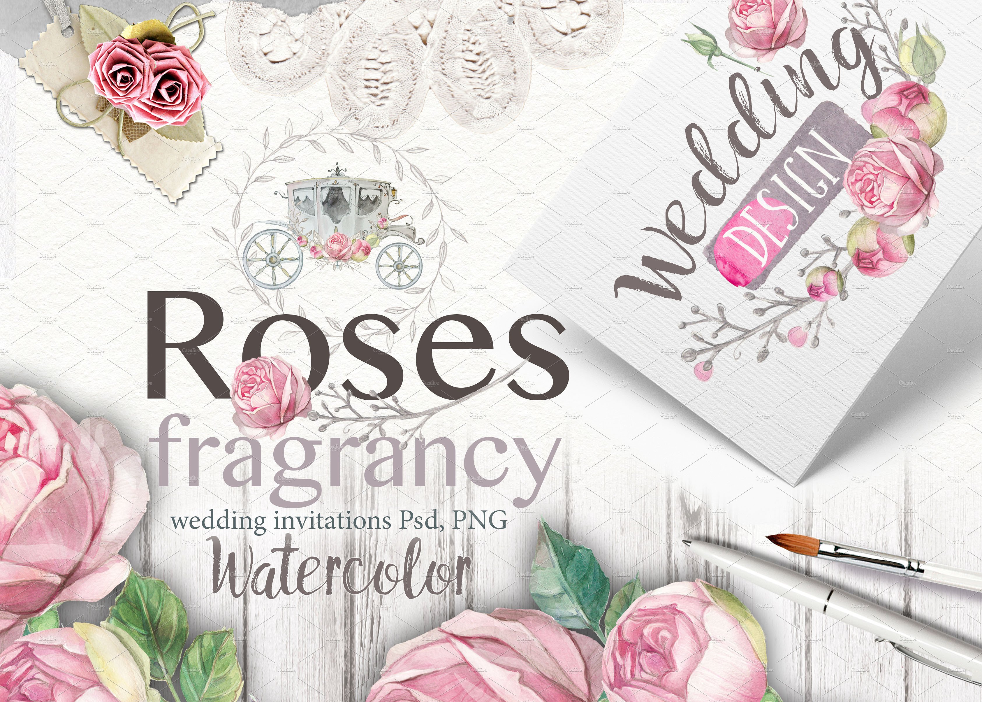 Roses watercolor 40PNG