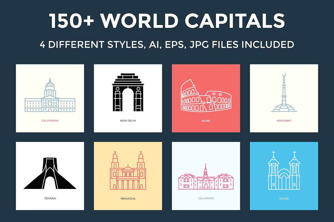 150 World Capitals Illustrati