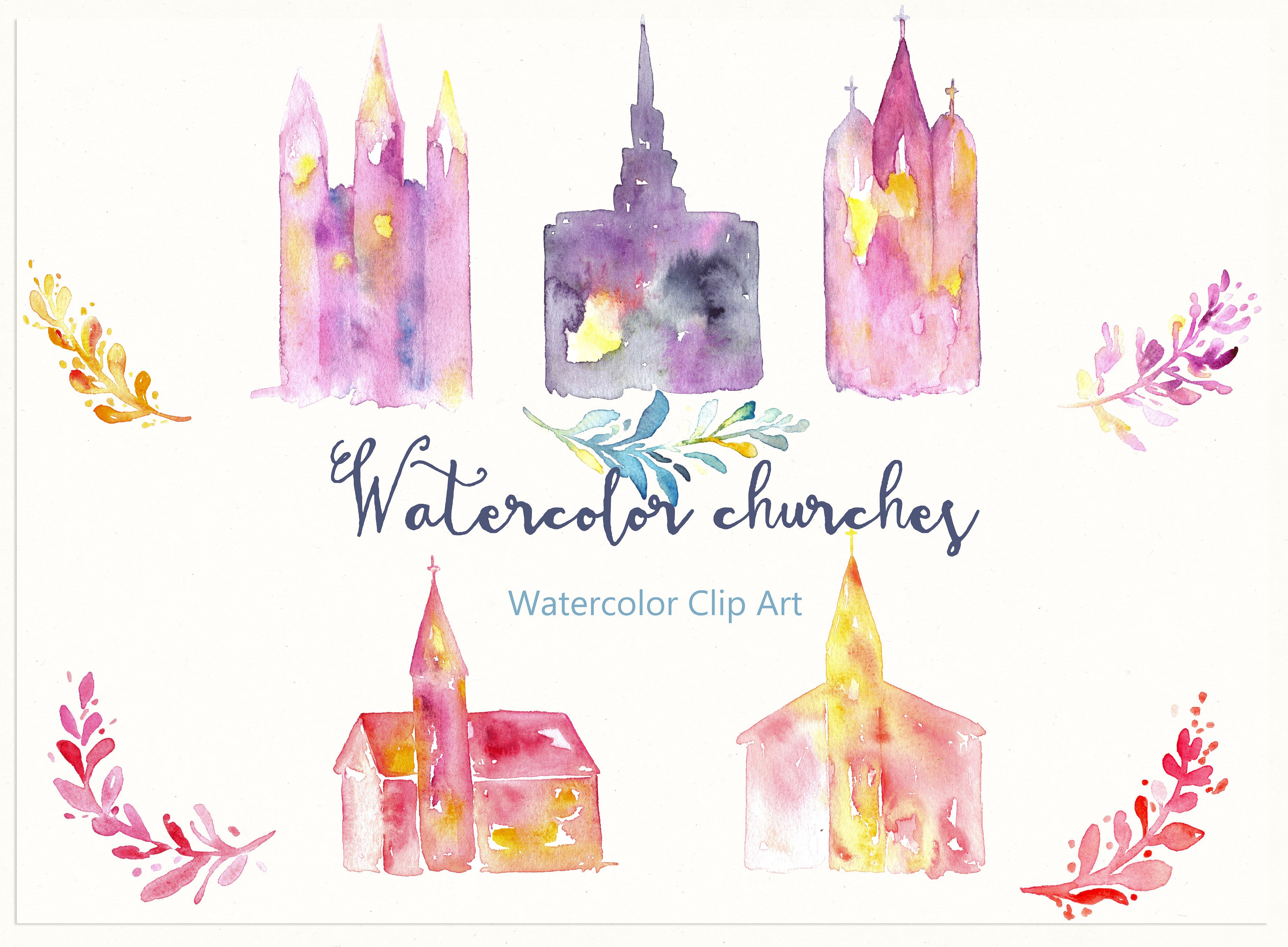 Churches Original watercolor C