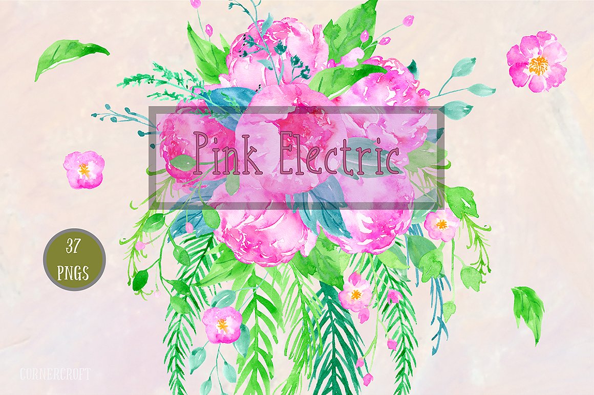 Watercolor Clipart Pink Electr