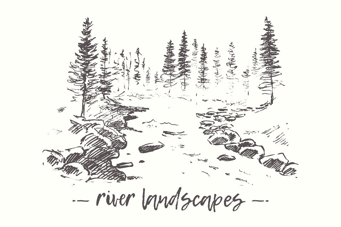 Landscapes with river and fir