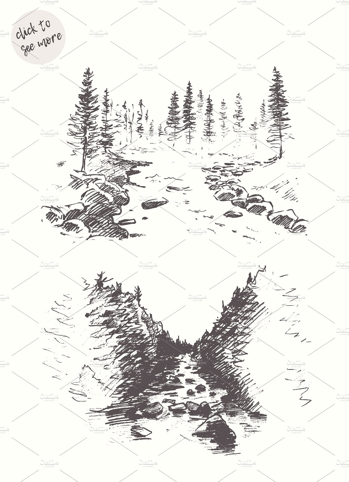 Landscapes with river and fir