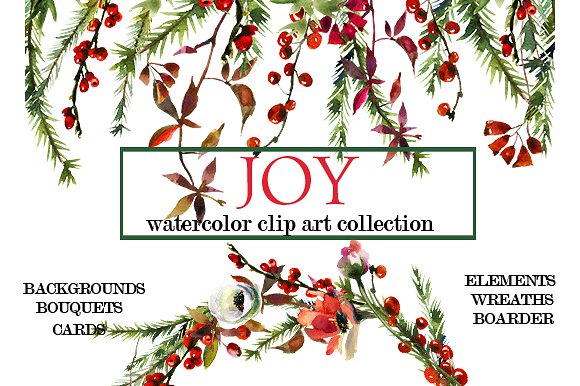 Watercolor Christmas Floral Se