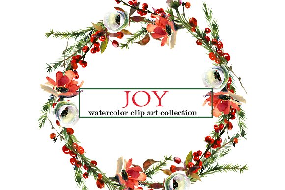 Watercolor Christmas Floral Se