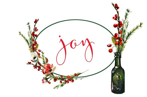 Watercolor Christmas Floral Se