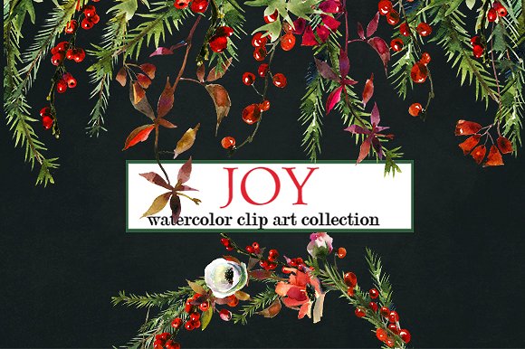 Watercolor Christmas Floral Se