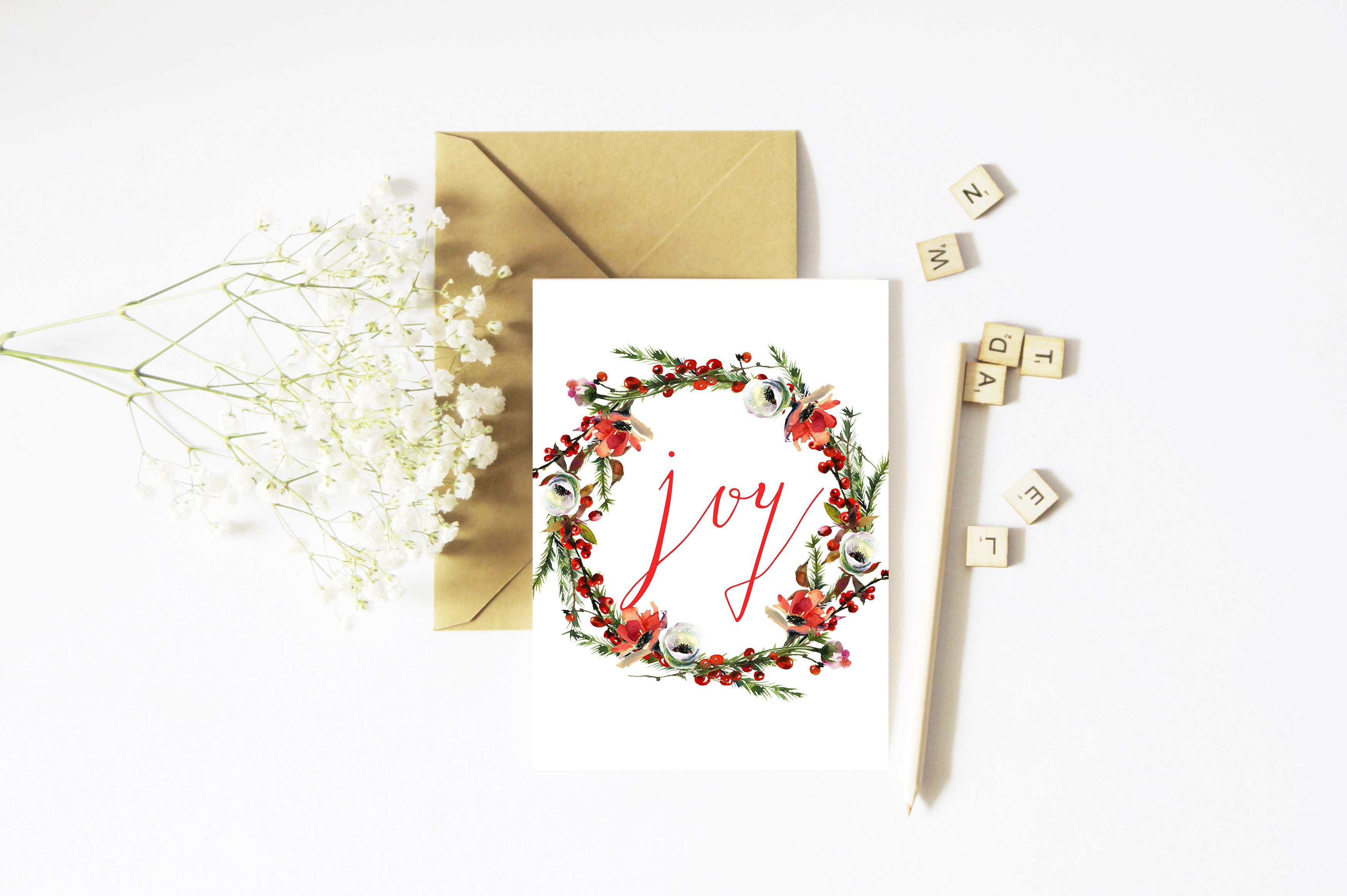 Watercolor Christmas Floral Se