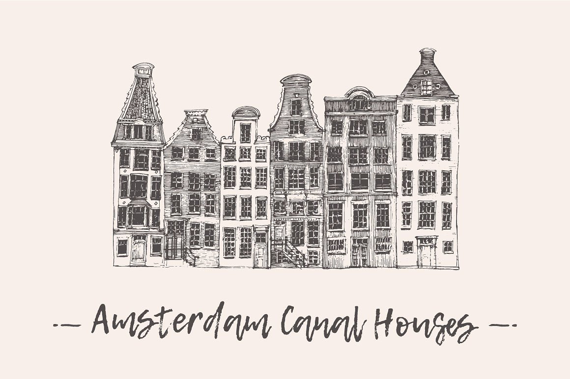 Set of Amsterdam Canal Houses