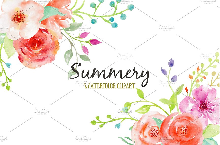 Watercolor Clipart Summery