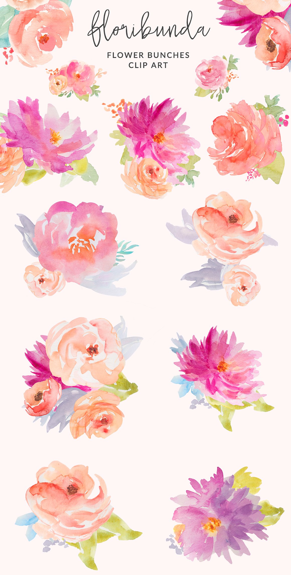 Floribunda Watercolor Flowers