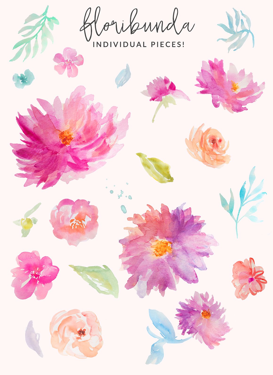 Floribunda Watercolor Flowers