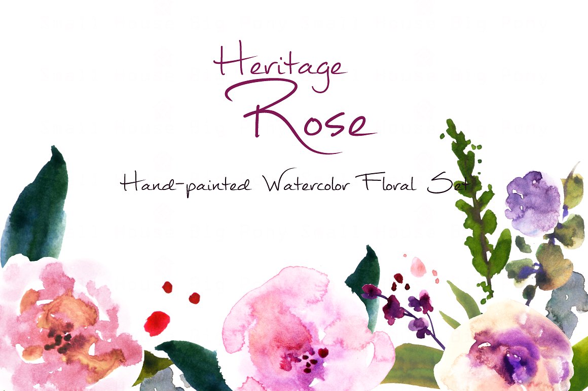 Heritage Rose- Watercolor Clip