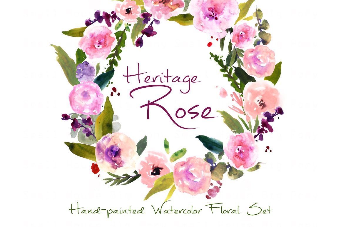 Heritage Rose- Watercolor Clip