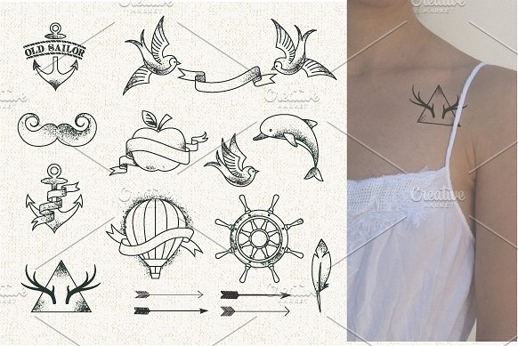 Hipster Style Tattoo - vector