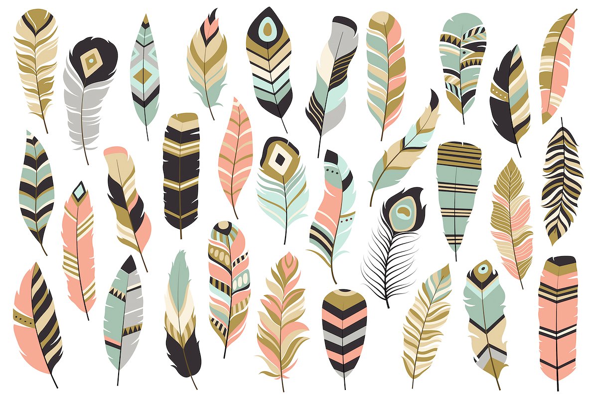 31 Tribal Feathers Vector -amp