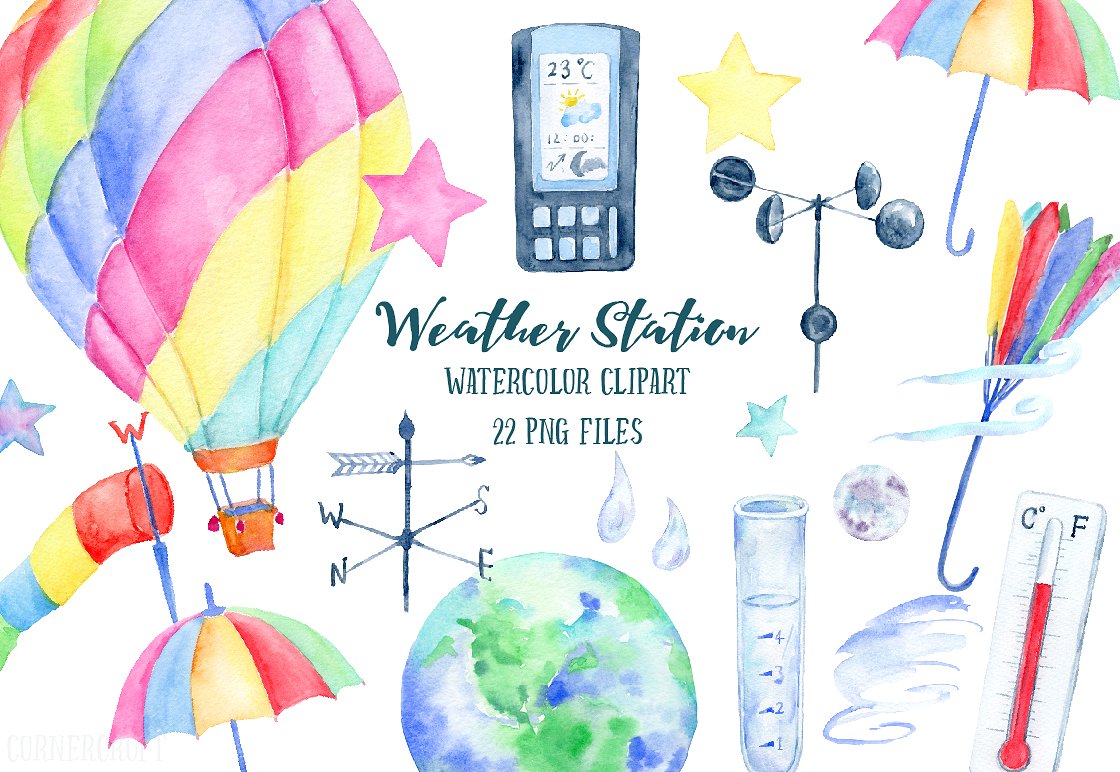 Watercolor Weather Station Gra