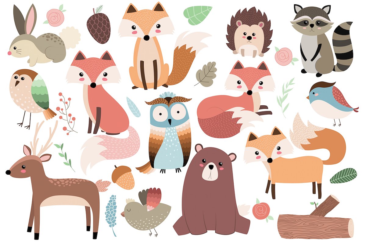 110 pc Huge Woodland Clipart S