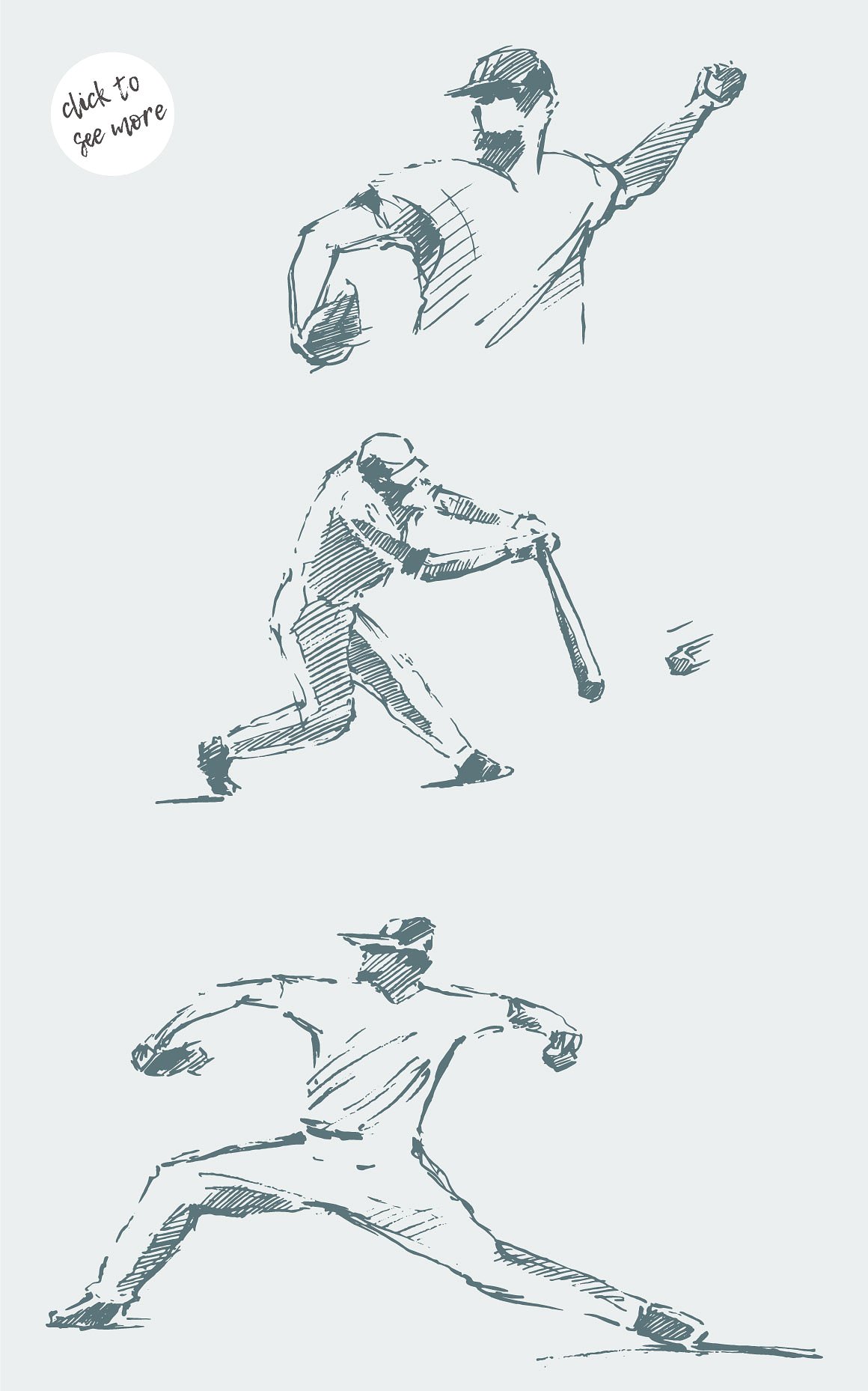 Sketches of baseball players