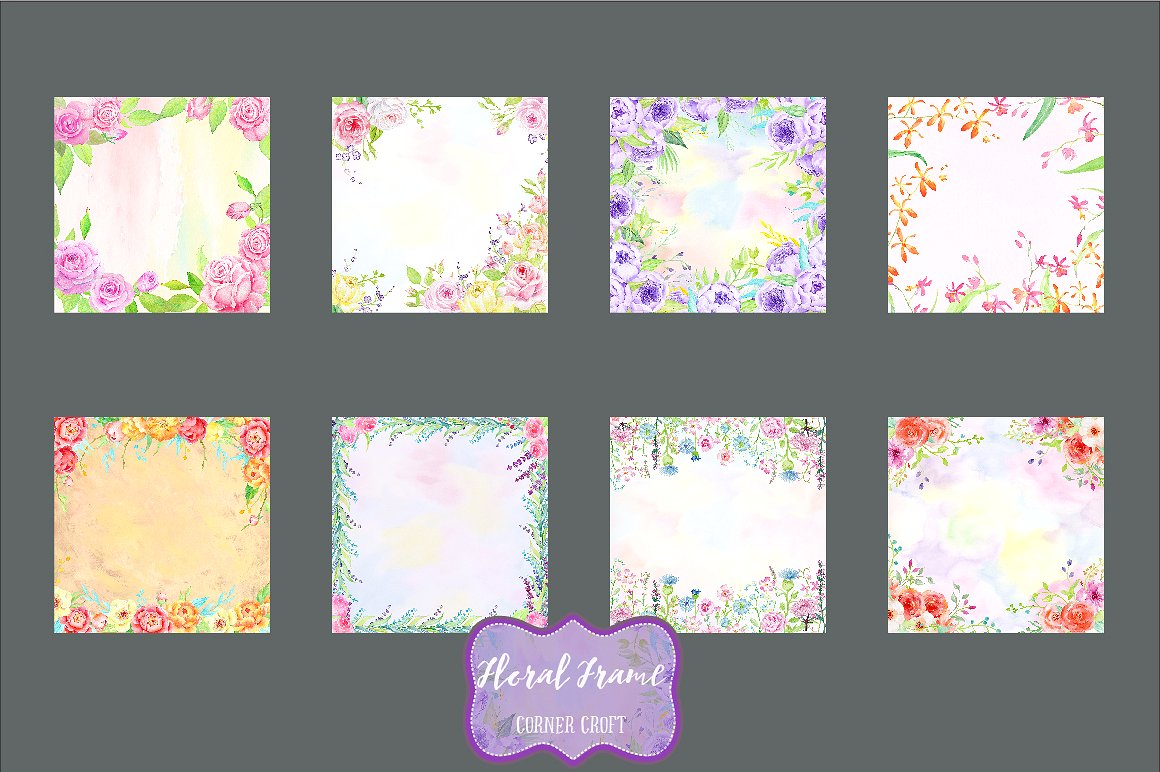 Watercolor Floral Frames