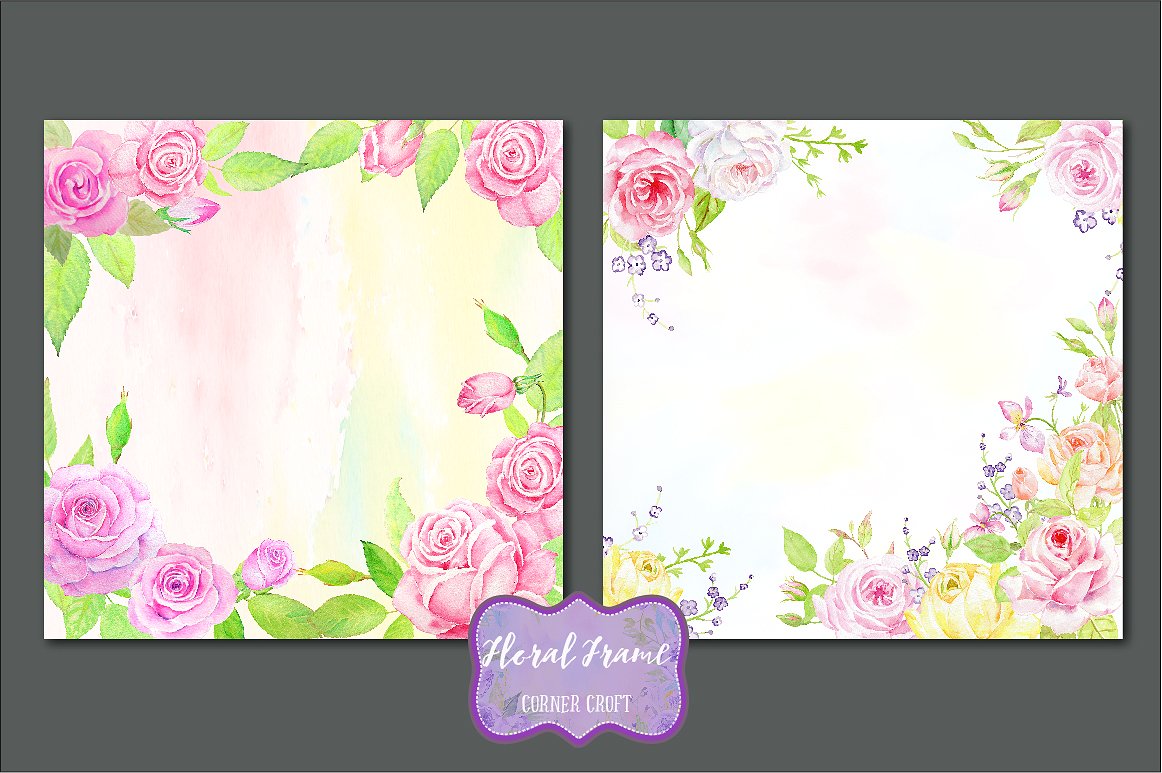 Watercolor Floral Frames