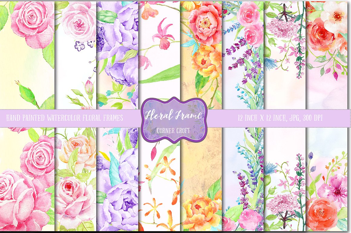 Watercolor Floral Frames