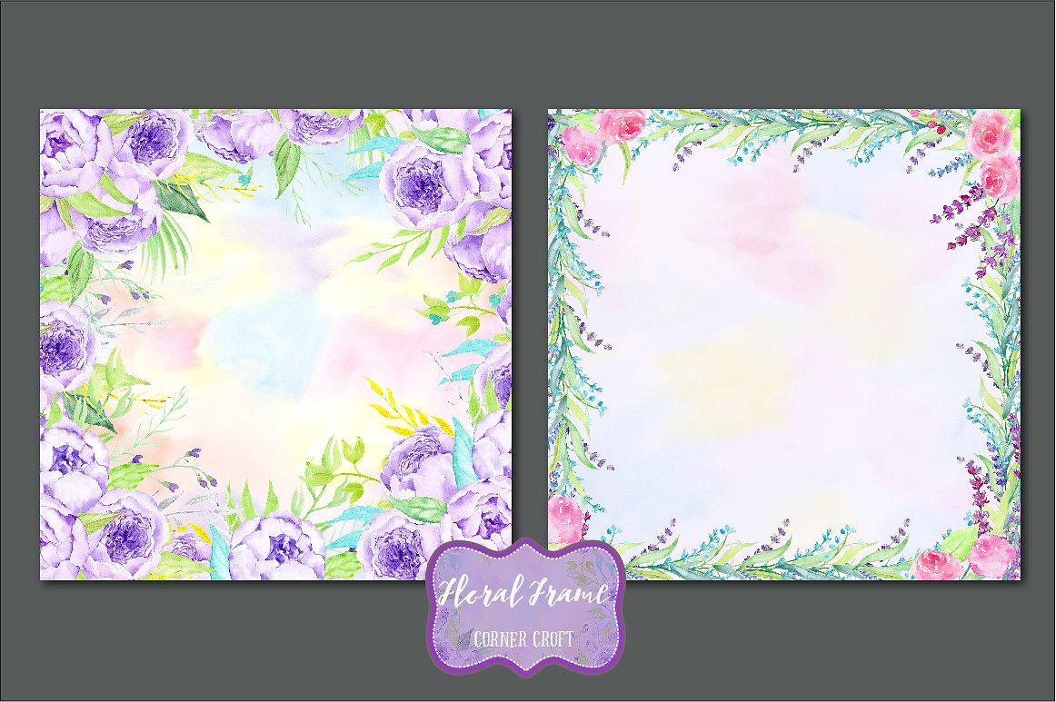 Watercolor Floral Frames