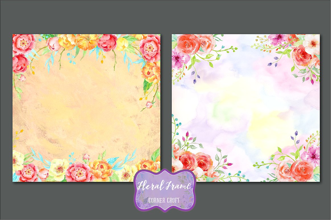 Watercolor Floral Frames